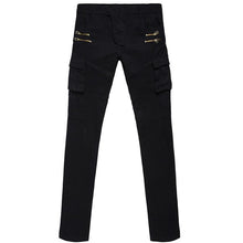Load image into Gallery viewer, LANBAOSI Men's Jeans Fashion Boy's Motorcycle Jeans Pant Casual Slim Cotton Denim Pencil Pants Trousers Black Army Green